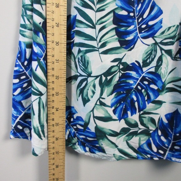 Tommy Bahama Fronds Floating Tie-Front Dress M Blue 100% Rayon Mini Beach 162 - Picture 10 of 11